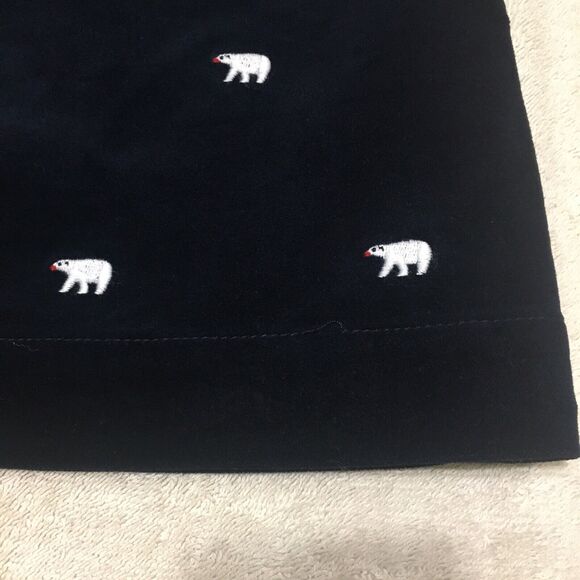 Talbots Women Skirt 10 Navy Blue Velvet Polar Bear Embroidered Knee Whimsical - Picture 14 of 14
